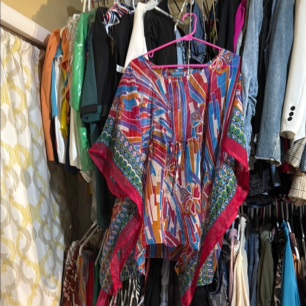 Colorful Geometric Patterned Poncho